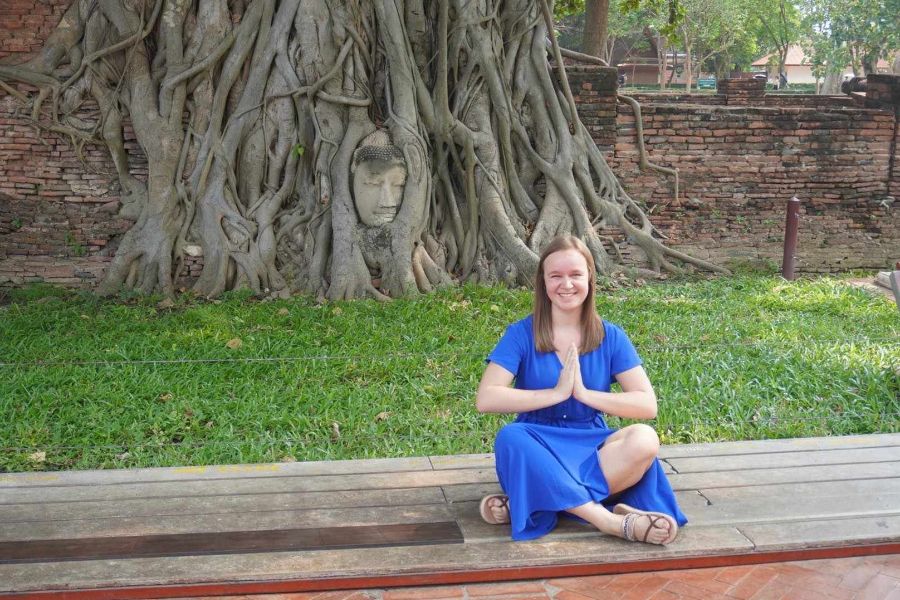 thailand ayutthaya wat mahathat reizigers femke en eric