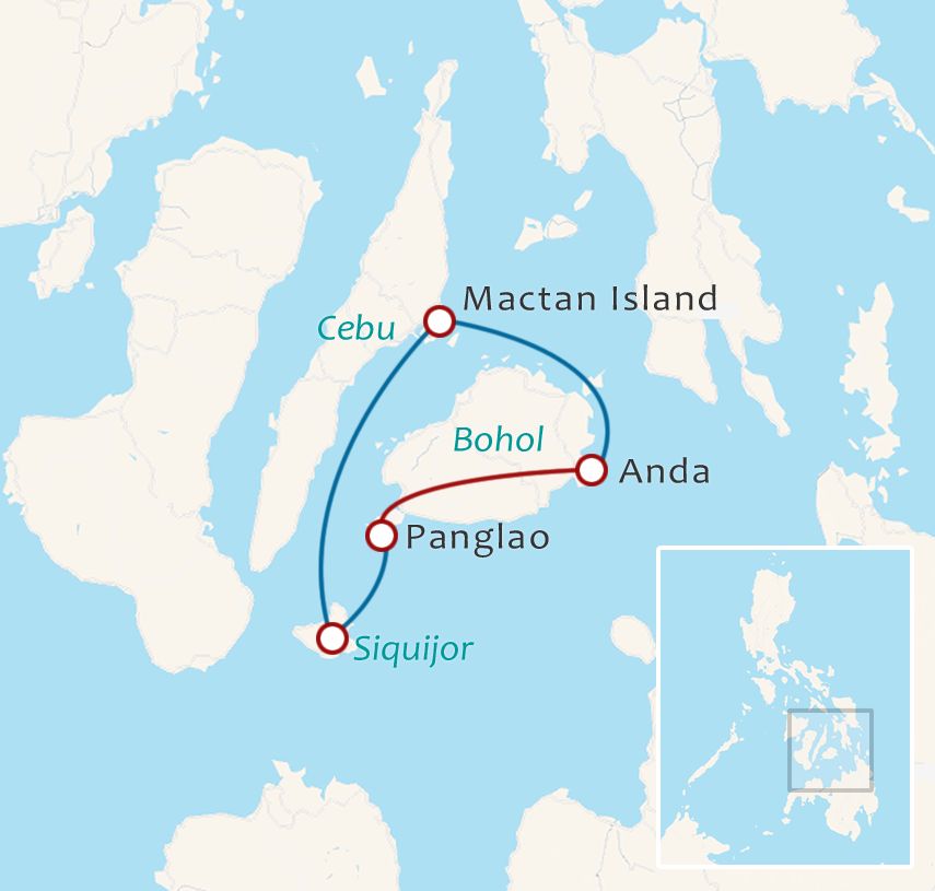 Routekaart 16-daagse rondreis Parels van de Filipijnen